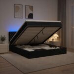 vidaXL Ottoman posteľ s matracom a LED Čierna 180 x 200 cm Zamat