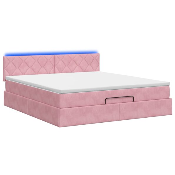 vidaXL Ottoman posteľ s matracom a LED Ružová 140 x 190 cm Zamat – Obrázok 9