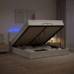 vidaXL Ottoman posteľ s matracom a LED Svetlosivá 200 x 200 cm Zamat