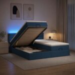 vidaXL Ottoman posteľ s matracom a LED Modrá 180 x 200 cm Látka – Obrázok 4