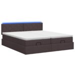 vidaXL Ottoman posteľ s matracom a LED Tmavohnedá 180 x 200 cm Látka – Obrázok 9