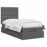 vidaXL Polohovací postel s matrací Tmavosivá 90 x 190 cm Látka – Obrázok 3