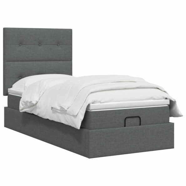vidaXL Polohovací postel s matrací Tmavosivá 90 x 190 cm Látka – Obrázok 3