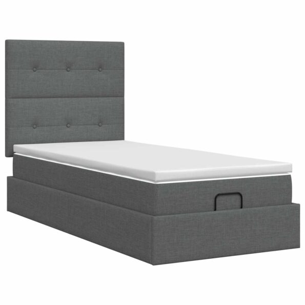 vidaXL Polohovací postel s matrací Tmavosivá 90 x 190 cm Látka – Obrázok 5