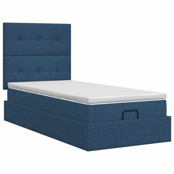 vidaXL Polohovací postel s matrací Modrá 90 x 200 cm Látka – Obrázok 5