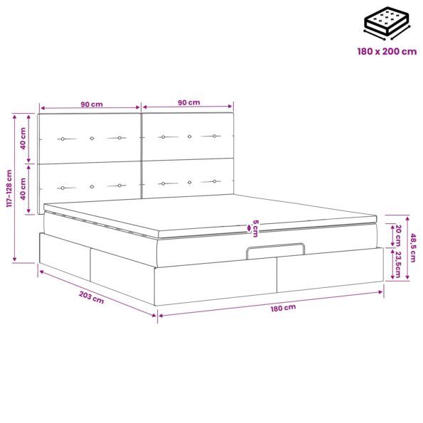 vidaXL Polohovací postel s matrací Modrá 180 x 200 cm Látka – Obrázok 12