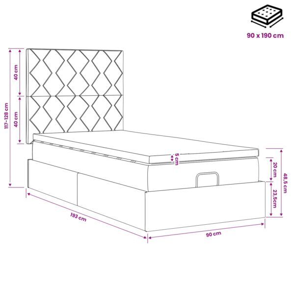 vidaXL Polohovací postel s matrací Modrá 90 x 190 cm Látka – Obrázok 12