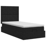 vidaXL Polohovací postel s matrací Čierna 90 x 200 cm Látka – Obrázok 5