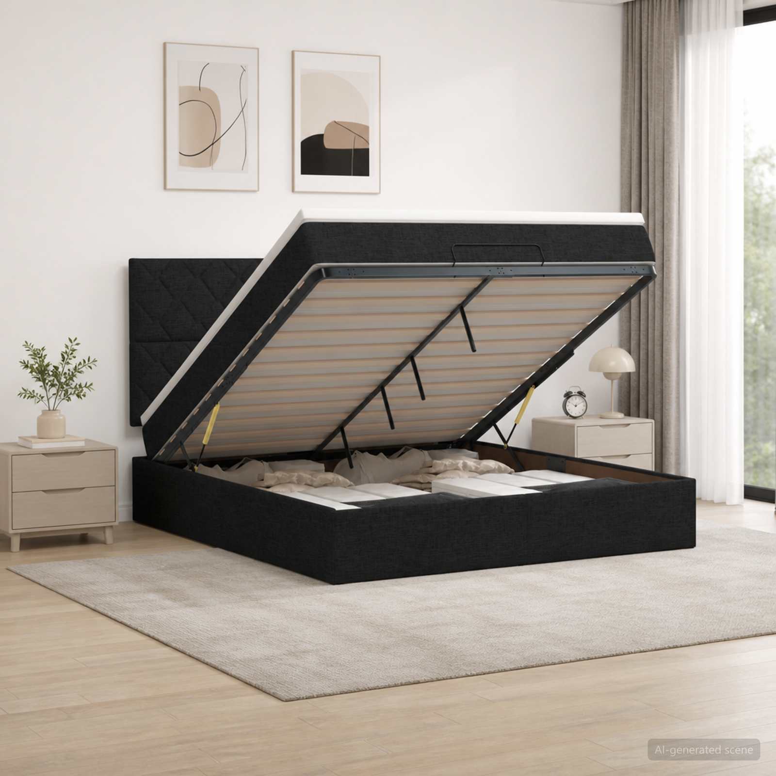 3457572_1.jpg vidaXL Polohovací postel s matrací Čierna 140 x 190 cm Látka – Obrázok 1