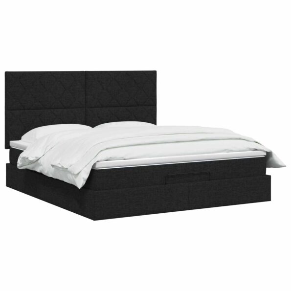 vidaXL Polohovací postel s matrací Čierna 140 x 190 cm Látka – Obrázok 3