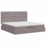 vidaXL Polohovací postel s matrací Sivohnedá 200 x 200 cm Látka – Obrázok 5
