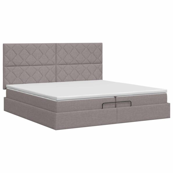 vidaXL Polohovací postel s matrací Sivohnedá 200 x 200 cm Látka – Obrázok 5