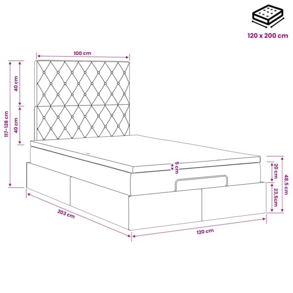 vidaXL Polohovací postel s matrací Tmavomodrá 120 x 200 cm Zamat – Obrázok 12