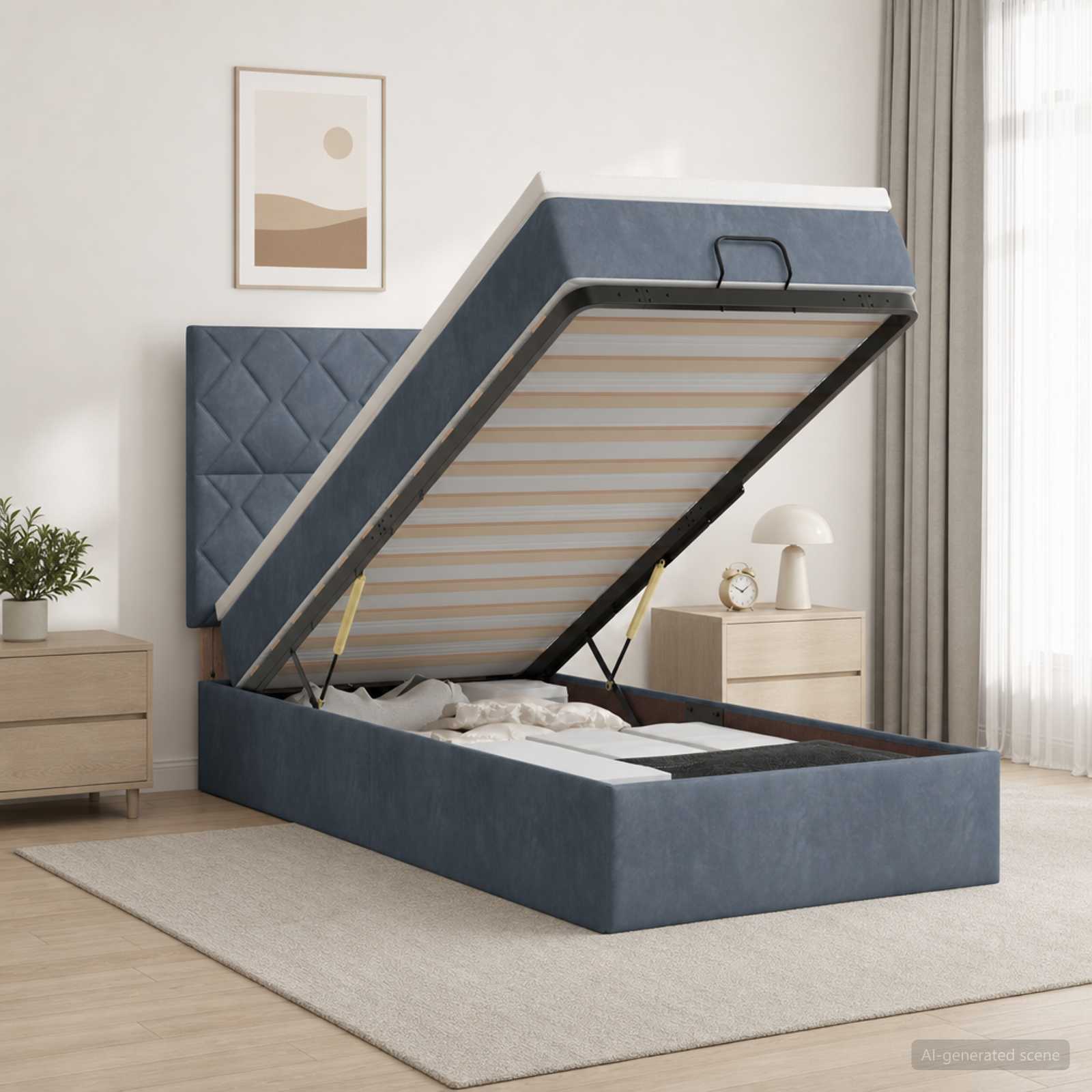3457768_1.jpg vidaXL Polohovací postel s matrací Tmavosivá 90 x 200 cm Zamat – Obrázok 1