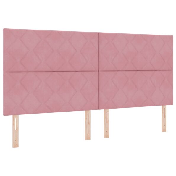 vidaXL Polohovací postel s matrací Ružová 200 x 200 cm Zamat – Obrázok 4