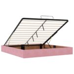 vidaXL Polohovací postel s matrací Ružová 200 x 200 cm Zamat – Obrázok 5