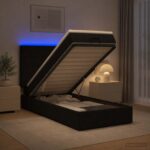 vidaXL Ottoman posteľ s matracom a LED Čierna 100 x 200 cm Látka