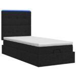 vidaXL Ottoman posteľ s matracom a LED Čierna 100 x 200 cm Látka – Obrázok 9