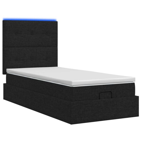 vidaXL Ottoman posteľ s matracom a LED Čierna 100 x 200 cm Látka – Obrázok 9