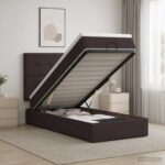 vidaXL Ottoman posteľ s matracom a LED Tmavohnedá 100 x 200 cm Látka