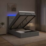 vidaXL Ottoman posteľ s matracom a LED Svetlosivá 120 x 190 cm Látka