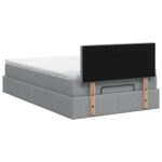 vidaXL Ottoman posteľ s matracom a LED Svetlosivá 120 x 190 cm Látka – Obrázok 10