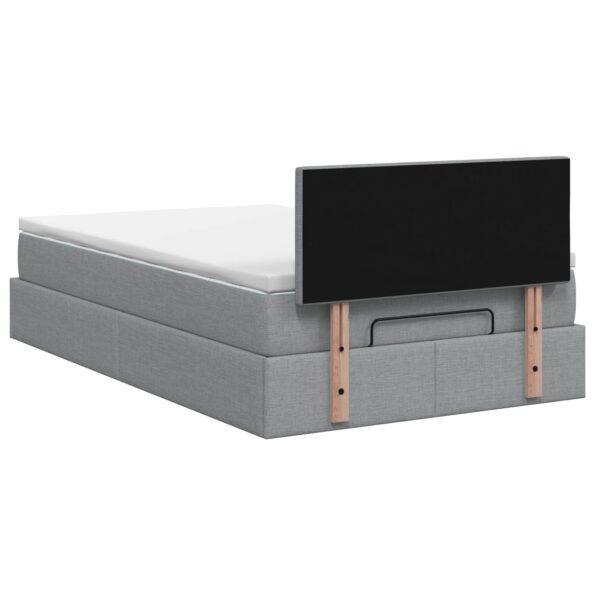 vidaXL Ottoman posteľ s matracom a LED Svetlosivá 120 x 190 cm Látka – Obrázok 10