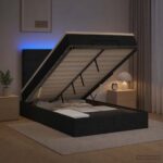 vidaXL Ottoman posteľ s matracom a LED Čierna 120 x 190 cm Látka