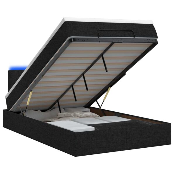 vidaXL Ottoman posteľ s matracom a LED Čierna 120 x 190 cm Látka – Obrázok 2