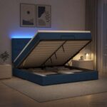 vidaXL Ottoman posteľ s matracom a LED Modrá 180 x 200 cm Látka – Obrázok 4
