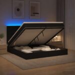 vidaXL Ottoman posteľ s matracom a LED Čierna 200 x 200 cm Látka – Obrázok 4