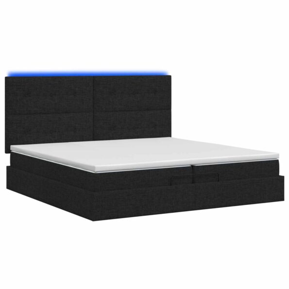 vidaXL Ottoman posteľ s matracom a LED Čierna 200 x 200 cm Látka – Obrázok 9