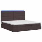 vidaXL Ottoman posteľ s matracom a LED Tmavohnedá 200 x 200 cm Látka – Obrázok 9