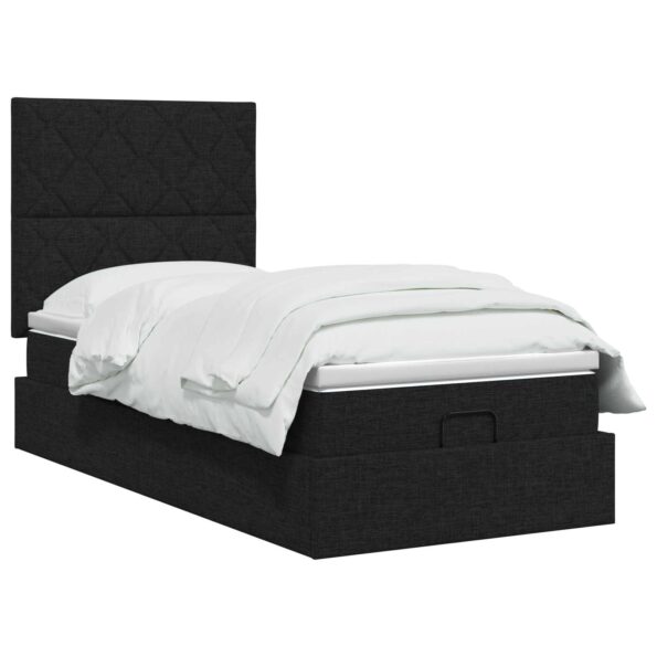 vidaXL Ottoman posteľ s matracom a LED Čierna 90 x 190 cm Látka – Obrázok 3