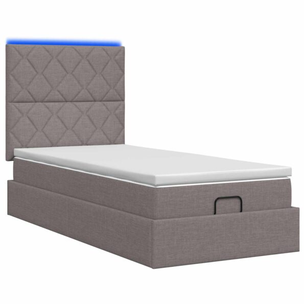 vidaXL Ottoman posteľ s matracom a LED Sivohnedá 90 x 190 cm Látka – Obrázok 9