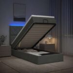 vidaXL Ottoman posteľ s matracom a LED Tmavosivá 90 x 200 cm Látka – Obrázok 4