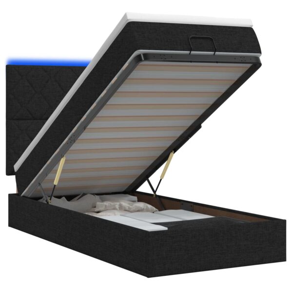 vidaXL Ottoman posteľ s matracom a LED Čierna 90 x 200 cm Látka – Obrázok 2