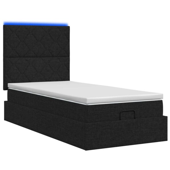 vidaXL Ottoman posteľ s matracom a LED Čierna 90 x 200 cm Látka – Obrázok 9