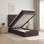vidaXL Ottoman posteľ s matracom a LED Tmavohnedá 90 x 200 cm Látka