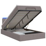 vidaXL Ottoman posteľ s matracom a LED Sivohnedá 120 x 190 cm Látka – Obrázok 2