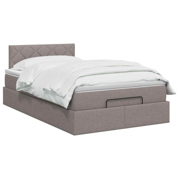 vidaXL Ottoman posteľ s matracom a LED Sivohnedá 120 x 190 cm Látka – Obrázok 3