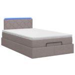 vidaXL Ottoman posteľ s matracom a LED Sivohnedá 120 x 190 cm Látka – Obrázok 9