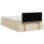 vidaXL Ottoman posteľ s matracom a LED Krémová 120 x 190 cm Látka – Obrázok 10