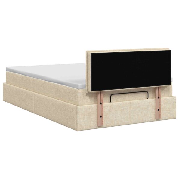 vidaXL Ottoman posteľ s matracom a LED Krémová 120 x 190 cm Látka – Obrázok 10