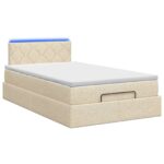 vidaXL Ottoman posteľ s matracom a LED Krémová 120 x 190 cm Látka – Obrázok 9