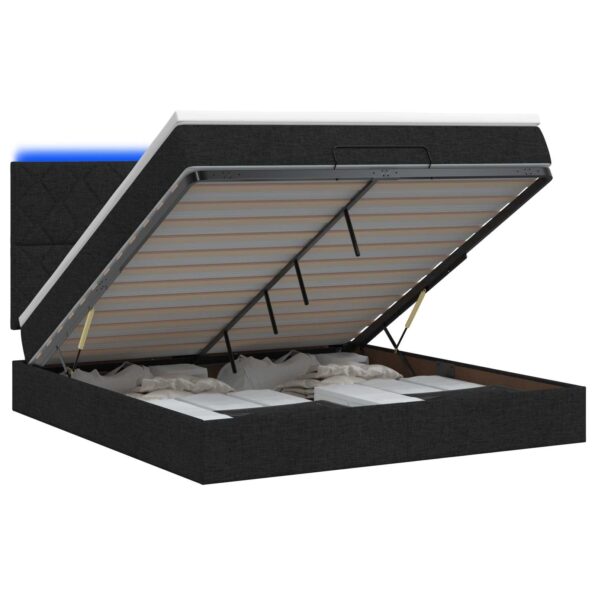 vidaXL Ottoman posteľ s matracom a LED Čierna 140 x 190 cm Látka – Obrázok 2