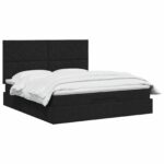 vidaXL Ottoman posteľ s matracom a LED Čierna 140 x 190 cm Látka – Obrázok 3