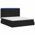 vidaXL Ottoman posteľ s matracom a LED Čierna 140 x 190 cm Látka – Obrázok 9