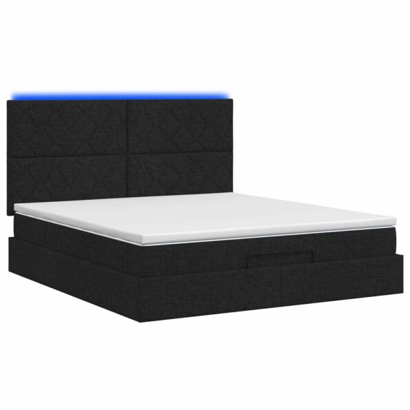 vidaXL Ottoman posteľ s matracom a LED Čierna 140 x 190 cm Látka – Obrázok 9