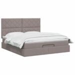 vidaXL Ottoman posteľ s matracom a LED Sivohnedá 140 x 190 cm Látka – Obrázok 3